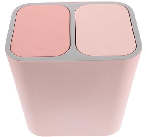 KICHOUSE Poubelle Double Compartiment 30L Rose à Couvercle Automatique en Matériau Résistant, Conçue Cuisine, Salon et Zones à Fort Passage Séparation des Déchets
