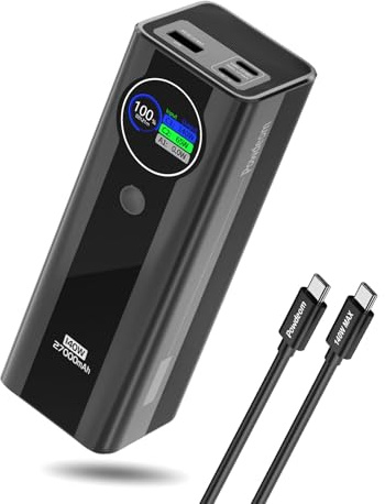 Power Bank 27000mAh 140W, Batterie Externe USB C, Batterie Portable Grande Capacité, Chargeur Externe pour Ordinateur Portable, iPhone, Samsung, Legion Go, Écran Digital, Autorisé en Avion