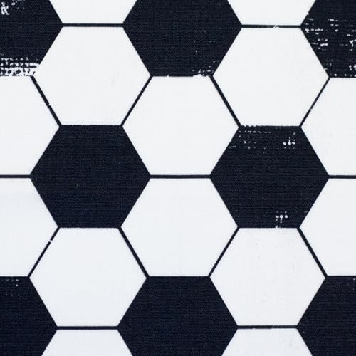 MAGAM-Stoffe Fussball Kinder Baumwollstoff ÖKO-TEX Meterware ab 50cm (Muster weiß)