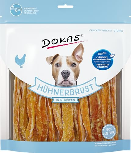 Pechuga de Pollo en Tiras | Snack para Perros | 500 g | Secado al Aire | Dokas | Complemento alimenticio | Pechuga de pollo secada al aire para complementar la ración diaria | Bajo en grasa