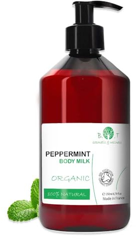 250 ml Organische Pfefferminzöl Körperlotion | Intensive Feuchtigkeitspflege | Schnell einziehend | Für trockene und empfindliche Haut | Natürliche und nachhaltige Zutaten