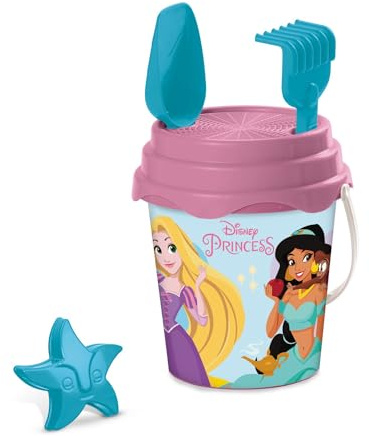 Mondo Toys - BUCKET SET + WATER CAN PRINCESS - Sandeimer Set ø17 cm mit Giesser - 6-Teiliges Strandspielzeug Set für Kinder ab 3 Jahren, Strandset - 28415