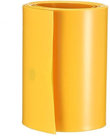 sourcing map 70mm Flat PVC Heat Shrink Tubing Battery Wrap 2m Length for 18650 Battery Yellow