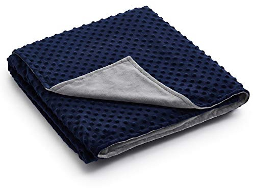 RelaxBlanket 60''x80'' Duvet Cover for Weighted Blanket | Premium Super Soft Minky Dot | Grey/Navy