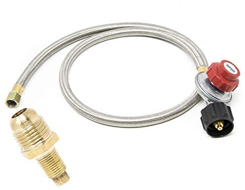 Gas One 2113+50105 Regler und Propan-Messing-Öffnung, Stahlgeflechtschlauch