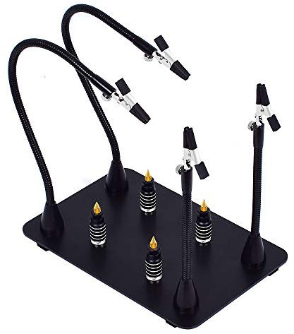 Magnetic Helping Hand, Soldering Helping Hands, 4 PCB Pillars Circuit Board Holder with Flexible Metal Arms Heavy Duty Base Electronic Repair Tool