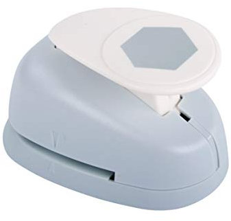 Rayher 69196000 Motivstanzer Hexagon, 3.81 cm ø, 1 1/2 Zoll, geeignet zum Stanzen von Papier/Karton bis 200g/m2, Motivlocher Sechseck, Grau