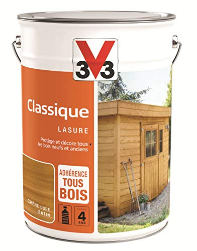 V33 Lasure Classique 4 ans, Chêne Doré, 5 l (Lot de 1)