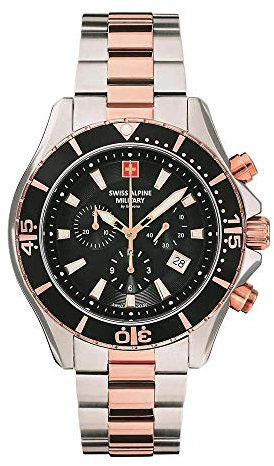 Swiss Alpine Military Herren Uhr Chronograph Analog Quarz 7040.9157SAM Edelstahl