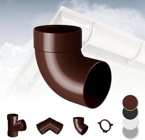 RAINWAY S Regenrinnen System (Rohrbogen 87° einfach braun) - PVC-U Kunststoff in 4 Farben, für Dachflächen < 100m² empfohlen, Eckstück Bogen 87 Grad