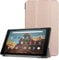 SATURCASE Case for Amazon Fire HD 10 2019 Released (9th Generation), PU Leather Flip Foldable Folio Stand Protective Tablet Cover with Auto Sleep/Wake Function (Gold)