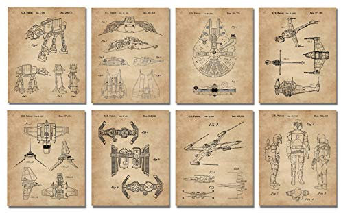 Einzigartige Star-Wars-Wandkunst-Dekoration, Geschenke für Männer und Frauen, Set mit 8 Drucken (20,3 x 25,4 cm) – Starwars-Bilder – Küche, Bad, Zuhause, Büro, Raumdekoration, Vintage-Film, Action-,