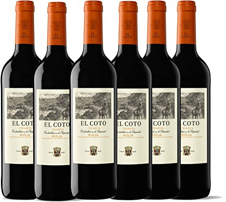 El Coto Crianza | Vino Tinto DOC Rioja | 750 ml | Variedad Tempranillo | Redondo, Afrutado, Equilibrado | Perfecto como Acompañante de Carnes, Pecados, Quesos e Ibéricos | Caja 6 botellas