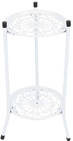 Supporto per fiori in metallo, supporto per vasi per piante a 2 livelli, supporto per piante, supporto treppiede, espositore per vasi da fiori per interni e giardino (bianco)