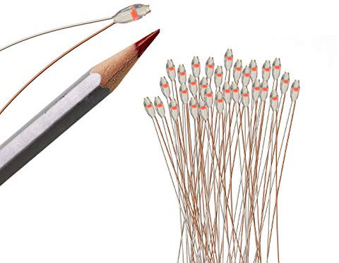 Evemodel Lot de 30 micro LED SMD pré-soudées étanches - Forme 0603 - 20 cm - Diycraft (rouge)