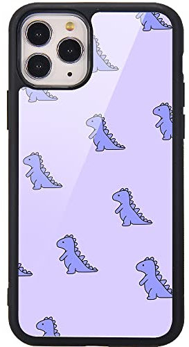 MAYCARI for iPhone 12 Case Dinosaur(Purple) Pattern Design Hard Back Case with Soft TPU Bumper for Girls Children Women Protective Phone Case for iPhone 12