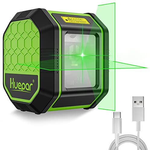 Livella Laser Autolivellante 30M, Huepar Cross Livello Laser a Raggio Verde Laser Orizzontale e Verticale a Linee Incrociate, Livelle Laser Ricarica USB per Appendere Quadri, La Cantieri, Interni, DIY