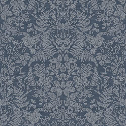 Holden Decor Papier peint Woodland Stitch bleu marine 65787 – Effet lin nature sauvage