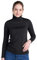 LAPASA Damen Stehkragen Thermounterhemd, Innenfleece Thermounterwäsche langärmliges Thermo-Shirt Funktionsunterwäsche Oberteil (L89 Wärmer), Schwarz (wärmer), L