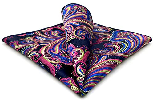 S&W SHLAX&WING Carré de poche homme multicolore fuchsia rose et bleu à motif géométrique luxe