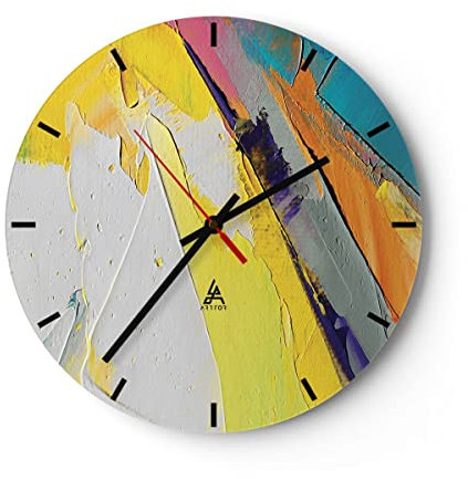 Modern Wanduhr Deadlock Farben dreidimensional 40x40cm Rund Groß Wand Uhr Glas Analog Zimmeruhren Küche Büro Wohnzimmer Glasuhr Wall Clock Dekoration Design Wanddekoration Küchenuhr C3AR40x40-4871