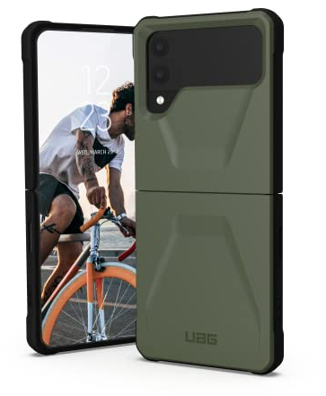 Urban Armor Gear Civilian Funda Protectora Samsung Galaxy Z Flip 4 5G [Certificado Oficial Designed for Samsung, Carga inalámbrica Compatible, Resistente a los Golpes] Oliva