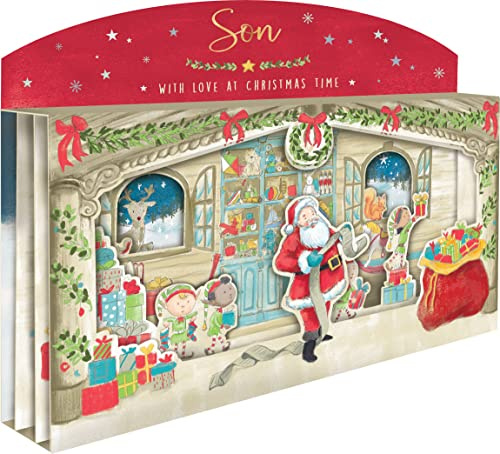 Amazing Son Spectacular 3D Santa Scene Christmas Card Freestanding Cards XSPT016