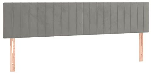 vidaXL Kopfteil, Bettkopfteil mit Holzbeinen, Höhenverstellbar Polsterkopfteil für Bett, Betthaupt Bettzubehör Schlafzimmer, Hellgrau 160x5x78/88cm Samt