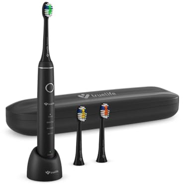TrueLife SonicBrush Compact Black, Schallzahnbürste, 70.000 Bewegungen/Minute, 4 Reinigungsmodi – Clean, Sensitive, Massage, Whiten, Timer, Akkulaufzeit 30 Tage, 3 Ersatzköpfe