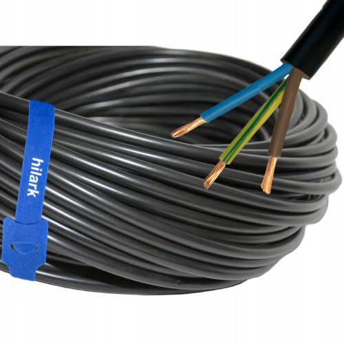 Hilark Cable Tech Câble PVC H05VV-F 3x1mm² 750V souple, renforcé 50m