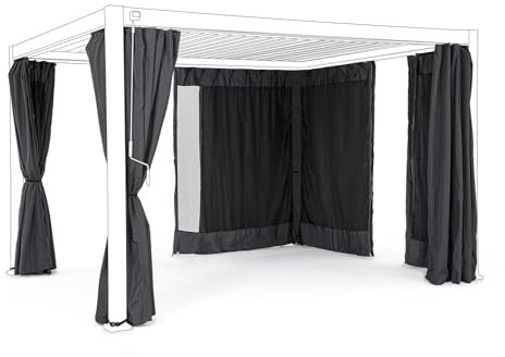 Decor Space Lot de 4 Toiles latérales avec moustiquaire pour pergola bioclimatique (3 x 4 m, Anthracite)