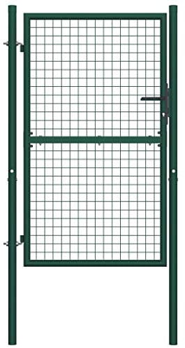 KOIECETA Gartentor Gartentür Zauntür Hoftor Gartenpforte Zauntor Hoftür Gartenzaun Pforte Tür Tor Einfahrtstor Garten Stahl 100x175cm Grün