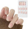 24PCS Faux Ongles Courts Rose Blanc Sticker Nail Art Couverture Complète avec Autocollant à Ongles Accessoires Bricolage Ongle Artificiels Carrés avec Colle Cadeau Femme Fille
