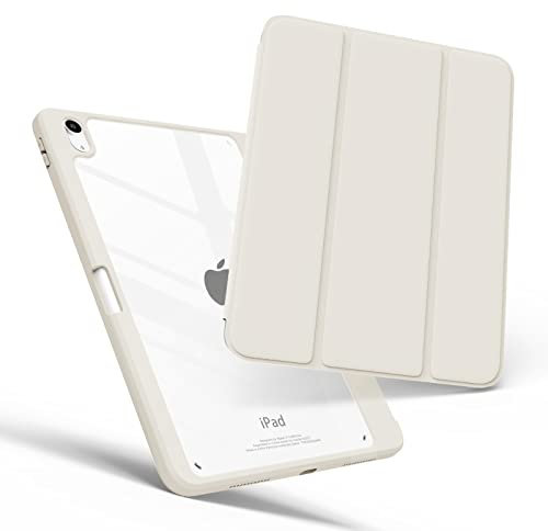 Mcku Bear für iPad Air 11 Zoll Hülle (M3/2) 2025/2024,iPad Air 4/5/6 Hülle 2022/2020, mit Stifthalter,Transparent Klar Hartschalen Rückseite, Antik weiß