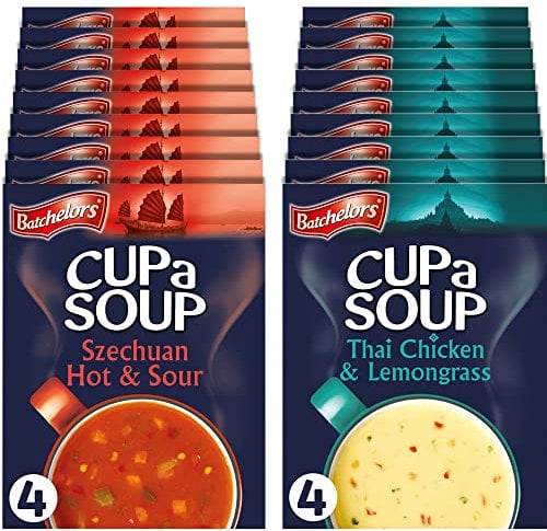 Batchelors Cup A Soup bundle: 9 x 92 g Box Szechuan Hot And Sour & 9 x 88 g Box Thai Chicken And Lemongrass
