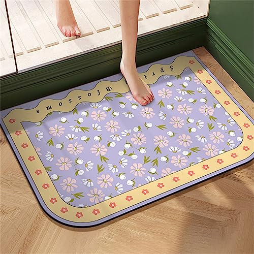 Badezimmerteppich, Badematte Rutschfest, Duschmatte Rutschfest, Duschvorleger, Badvorleger Badteppich Rutschfest Waschbar Teppich Badezimmer, Bathroom Mat, Bath Mat Mats, Bad Teppich, Lila-80x150cm