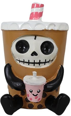 Ebros Gift 7,6 cm hohe Furrybones Bobby The Bubble Tea Drink mit Boba Perlen Sammelfigur Skelett Monster Vollkostüm Pelzknochen Skelette Skulptur