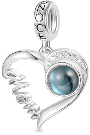GNOCE Charm Anhänger Projektion Mom Herz Personalisierter Foto Anhänger für Charm Armband Schmuck Geschenk für Damen Herren