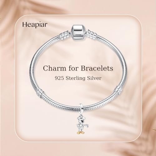 HAEPIAR S925 Sterling Silver Pendant Dangle Beads Charms für Armbänder und Halsketten 100th Mouse Gold für Frauen Mädchen Freunde