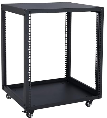 WikrOck SC02 12U 48,3 cm offener Rahmen Netzwerk-Server AV Gear Equipment Rack Mobiler Aufbewahrungsschrank mit Rollen und einem Regal – für Switch Router IT-Geräte DJ Recording Studio AV Equipment