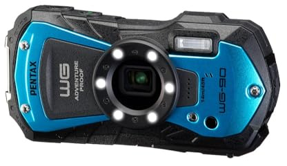 Pentax WG-90 Blue Camera Waterproof, Shockproof, Dustproof, Freeze-Proof, Built-in 6 LED Ring Light for Macro Photography, Underwater Shooting Mode