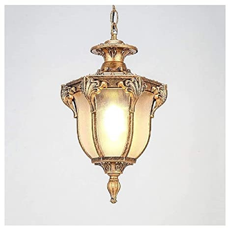 Modern Pendelleuchte Außen-Pendelleuchte aus Metall, Milchglas, Vintage, regenfest, hängende Laterne, Kronleuchter, Deckenleuchte, for Innenhof, Pavillon, Korridor, Veranda, Eingangsbereich, Terrasse(
