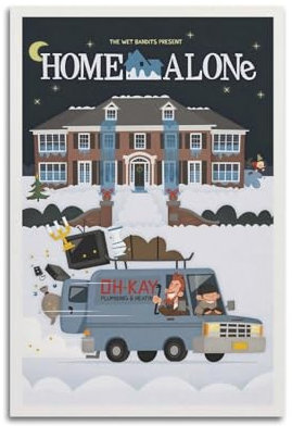 Poster The Home Alone, Kunstdekoration, Wandposter, Dekoration, Innenposter, Druck, Dekoration, Bar, Restaurant, Dekoration, Ästhetik, Poster, Wohnzimmer, Poster, 30 x 45 cm, ungerahmt, 26