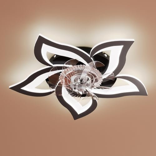 Heilmetz Deckenventilator mit Beleuchtung LED, Fernbedienung und APP Steuerung, Leise, 6 Windstufen, Lampe mit Ventilator, 3 Lichtfarbe 3000K/4500K/6500K, Dimmbar, Deckenventilator mit Licht, Schwarz