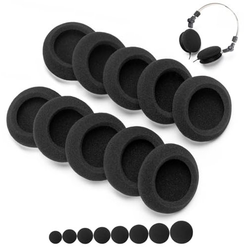 Voarmaks Universal Foam Ear Pads Cushion 50mm-90mm, 5Pairs Premium 4-5mm Thickness High Density Foam Headphone Earpads for Music, Gaming, Office & Call Center Headsets (80mm,3.15,5Pairs)