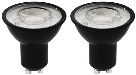 Ledvion - 2er Pack Dimmbare GU10 LED Spots Schwarz, 3W, 2700K, 345 Lumen, SMD LED Chips, Vollglas, Energieeffizient, Ideal für Einbaustrahler & Deckenleuchten