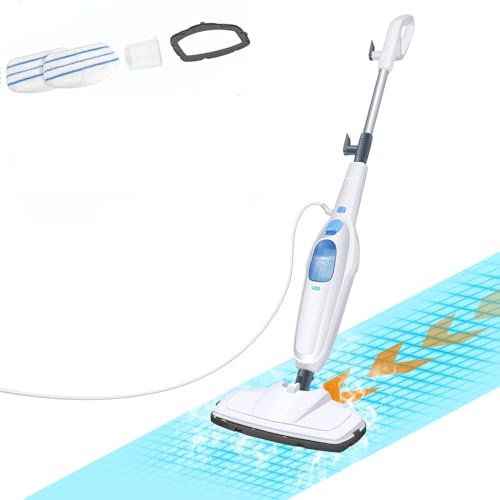 Steam Mop, Hardwood Floor Steamer, 1500W Powerful Cleaner for Carpet Laminate and Tiles, 400ml Capacity, 20s Fast Heat-up, Carpet Glider & 2 Washable Pads