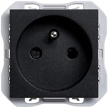 SIMON - Base de Enchufe, Toma Francesa, Serie Simon 270, Enchufe de Empotrar para Pared, 16A y 250V, Apto para Interiores (IP20), Fácil de Instalar, Color Negro (20000458-098)