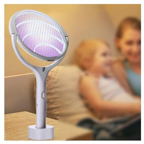 WXNZJ Tapette Anti-Moustique Électronique, Rotation À 90 °, Tapette À Mouche Électrique, Forte Autonomie de La Batterie, Tapette À Mouche Électrique, Sans Danger Pour Les Enfants Et Les Femmes Enceint