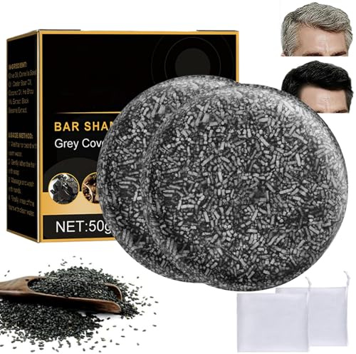 Anti Grey Bar Anti Gray Bar Lorenge Anti-Gray Bar Anti Gray Bar MäNner Anti Grey Bar Lorenge,Natural Hair Darkening Shampoo Bar (mit Schaumnetz × 2)